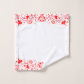 Elegante rode wervelingen bloemrand bad handdoek (Wasdoekje)