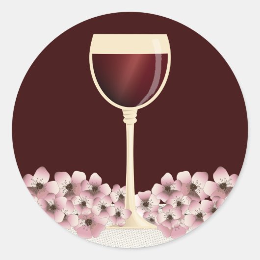 Elegante rode wijn & bloesem envelop afdichting ronde sticker (Voorkant)