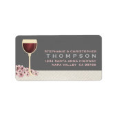 Elegante rode wijn & bloesem groot adreslabel etiket (Voorkant)