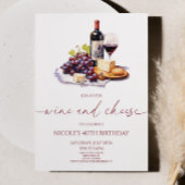 Elegante rode wijn en kaas verjaardagsfeest kaart