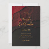 Elegante rode wijn faux gouden folie script bruilo kaart (Voorkant)