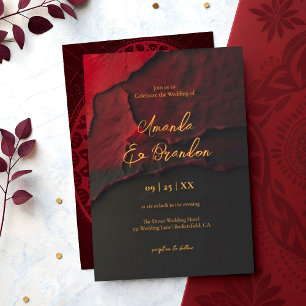 Elegante rode wijn faux gouden folie script bruilo kaart