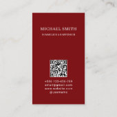 Elegante rode wijn glas bar wijnmakerij QR-code Visitekaartje (Achterkant)