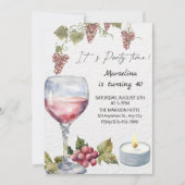 Elegante rode wijn verjaardagsfeest voor dame kaart (Voorkant)