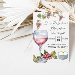 Elegante rode wijn verjaardagsfeest voor dame kaart