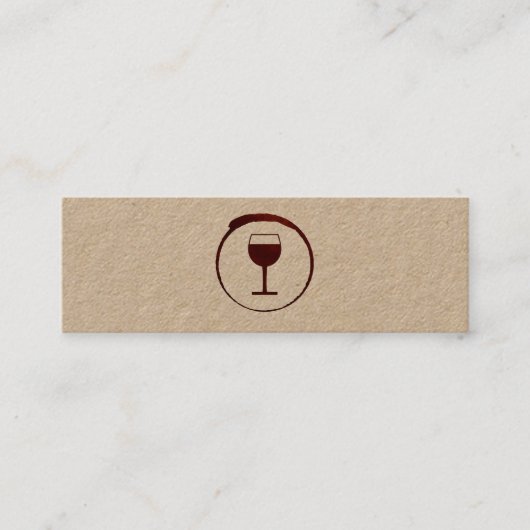 Elegante rode wijnvlek met wijnglas mini visitekaartje (Voorkant)