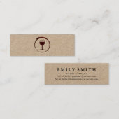 Elegante rode wijnvlek met wijnglas mini visitekaartje (Voorkant / Achterkant)