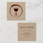 Elegante rode wijnvlek met wijnglas vierkante visitekaartje (Voorkant / Achterkant)