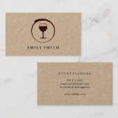 Elegante rode wijnvlek met wijnglas visitekaartje (Voorkant / Achterkant)