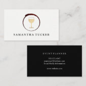 Elegante rode wijnvlek met wijnglas visitekaartje (Voorkant / Achterkant)