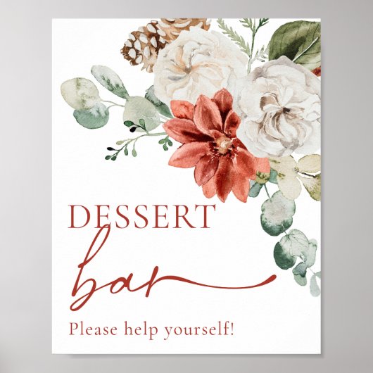 Elegante rode winter Kerstmis Dessert Bar Teken Poster (Voorkant)