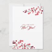 Elegante rode winterbessen gebladerte 3 Fotocollag Feestdagenkaart (Achterkant)