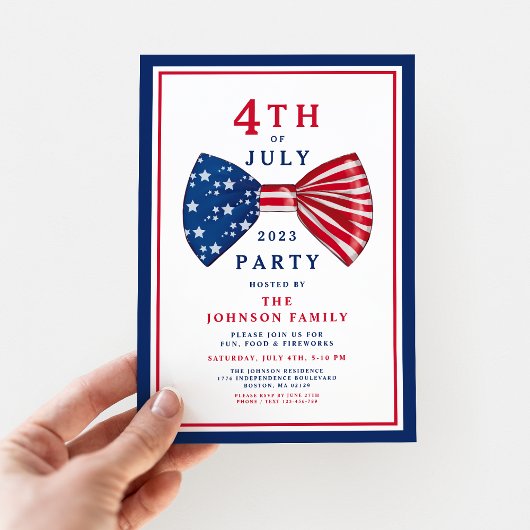 Elegante Rode Wit Blauwe 4 Juli Kaart