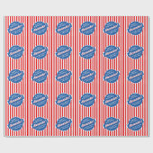 Elegante Rode Wit Blauwe Popcorn Gestreepte Patroo Cadeaupapier (Vlak)