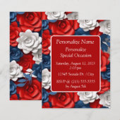 Elegante Rode Witte Blauwe Patriottische Bloementu Kaart (Voorkant / Achterkant)