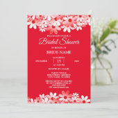 Elegante rode witte bloem bruiloft feest kaart (Staand voorkant)