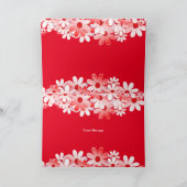 Elegante rode witte bloemen bruiloft bedankkaart (Binnen)