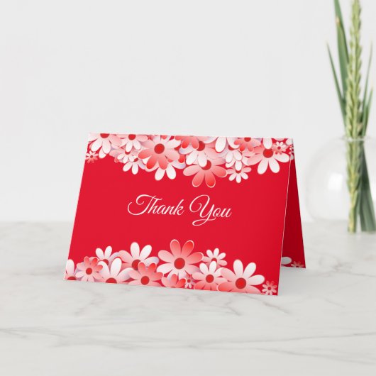 Elegante rode witte bloemen bruiloft bedankkaart (Voorkant)