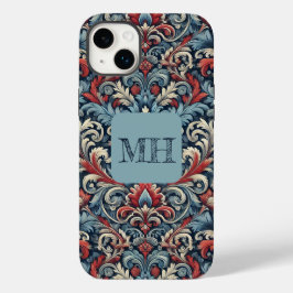 Elegante rode, witte en blauwe damast met monogram Case-Mate iPhone 14 plus hoesje