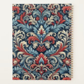 Elegante rode, witte en blauwe damast met monogram planner (Achterkant)