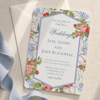 Elegante Rode Witte en Blauwe Patriottische Bruilo Kaart