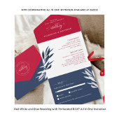 Elegante rode, witte en blauwe strepen, Leaf Weddi Save The Date