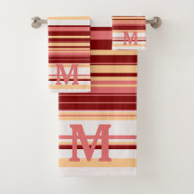 Elegante rode witte en roze strepen monogram