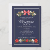 Elegante rode witte Holly Bloembessen Kerstmis Kaart (Voorkant)