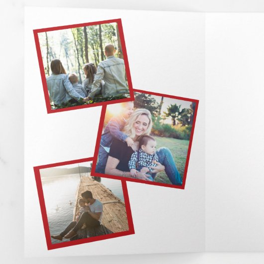 Elegante rode witte karosjabloon drieluik wenskaart (Binnenzijde eerst)