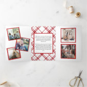 Elegante rode witte karosjabloon drieluik wenskaart (Binnen)