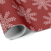 Elegante rode witte kerst sneeuwvlokken patroon cadeaupapier (Rol Hoek)
