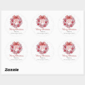 Elegante rode witte kerstkrans ronde sticker (Vel)