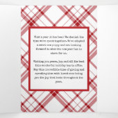 Elegante rode witte krijtstreepdessin drieluik wenskaart (Binnenkant midden)