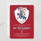 Elegante Rode Witte Rode Middeleeuwse Wapenrusting Kaart (Voorkant)