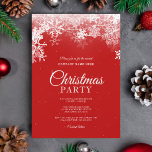 Elegante Rode Witte Sneeuwvlok Kerstborrel Bedrijv Kaart