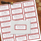 Elegante rode witte trouwgast adreslabels sticker