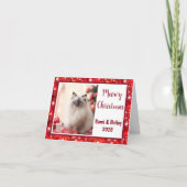 Elegante rode & witte vakantie fotokaart feestdagen kaart (Voorkant)