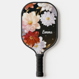 Elegante rode & witte Waterverf bloemenpatroonnaam Pickleball Paddle