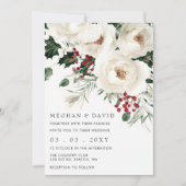 Elegante rode witte winter kerst bruiloft kaart (Voorkant)