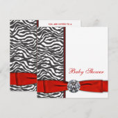 Elegante Rode Zebra Baby Shower Kaart (Voorkant / Achterkant)