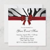 Elegante rode zebra feest uitnodiging (Achterkant)