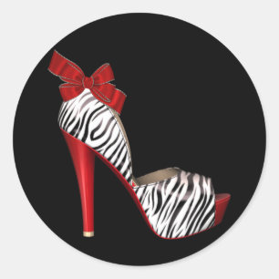 Elegante rode Zebra hoge hak schoen Stickers