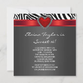Elegante Rode Zebra Sweet 16 Feest Kaart (Achterkant)