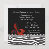 Elegante rode Zebra Sweet 16 Party Invitation Kaart (Achterkant)