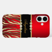 Elegante Rode Zebra Zwart Goud Case-Mate iPhone Case (Achterkant (horizontaal))