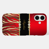 Elegante Rode Zebra Zwart Goud Case-Mate iPhone Case (Achterkant (horizontaal))