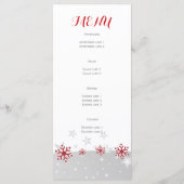 Elegante rode, zeer sneeuwvlokken bruiloft Menukaa Menu (Achterkant)