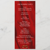 Elegante rode zijde trouwringen programma programmakaart (Achterkant)