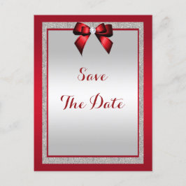 Elegante Rode & Zilveren Glitter Bruiloft Uitnodiging Briefkaart