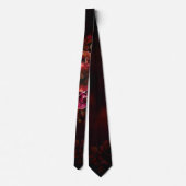 Elegante rode zwarte bloemen bruiloft moody gothic stropdas (Achterkant)